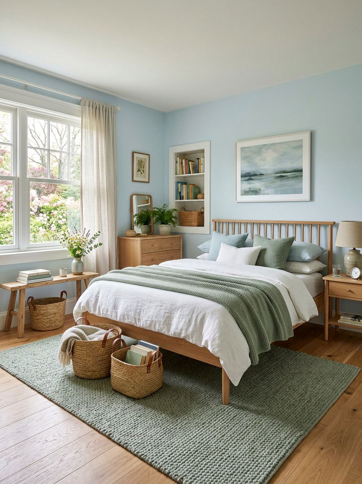 Pale blue and sage green bedroom - 30 blue and green bedroom ideas