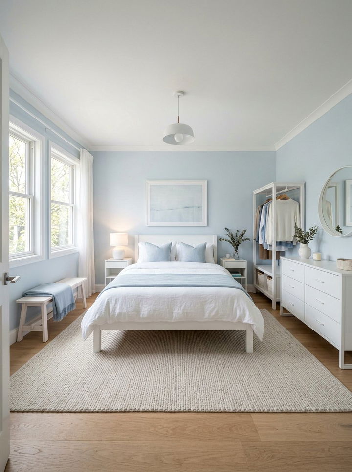 Pale blue bedroom - 30 bedroom blue walls