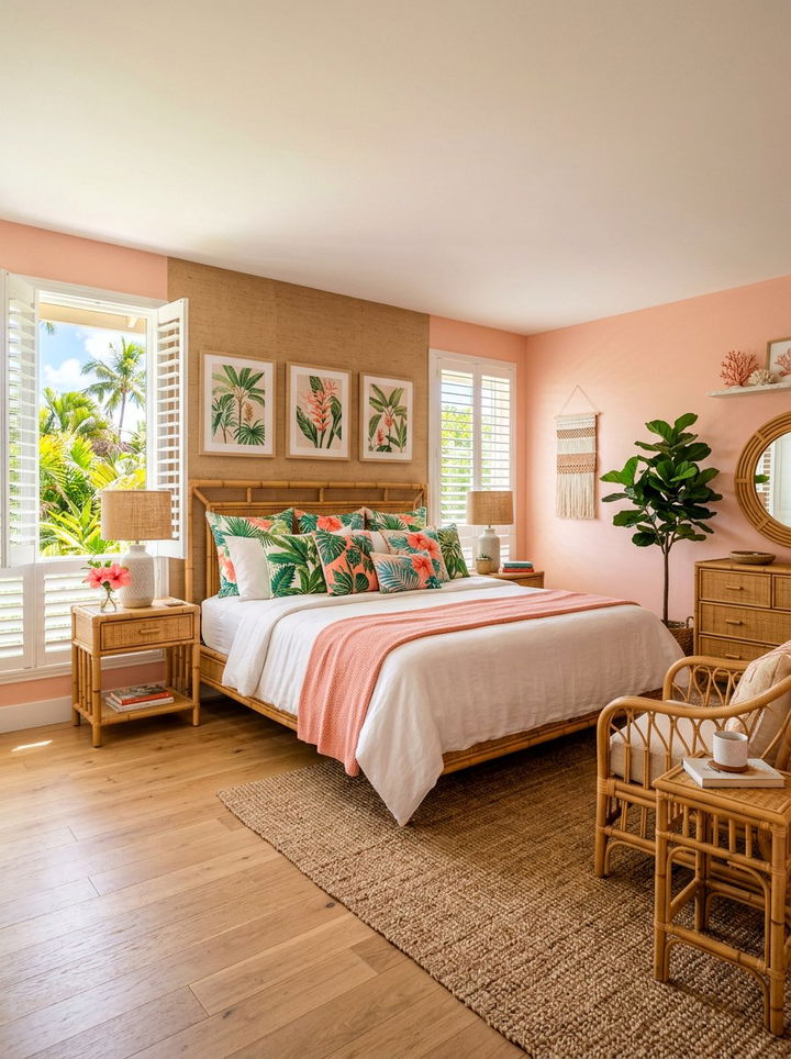 Pale coral tropical bedroom - 30 pale color bedroom ideas