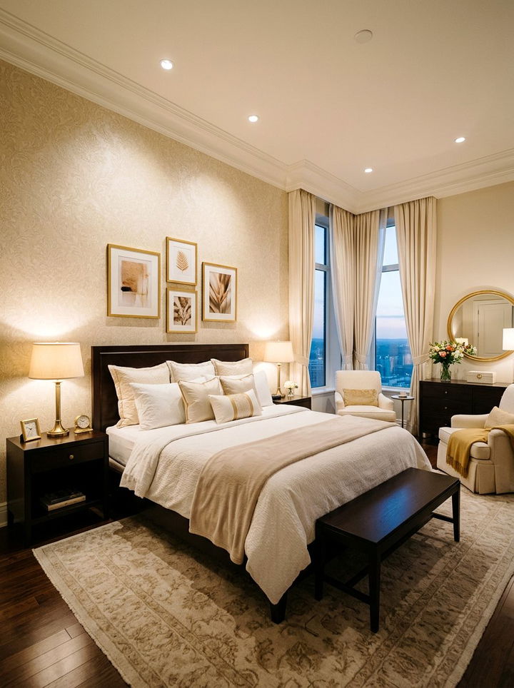 Pale gold wallpaper - 30 bedroom neutral wallpapers