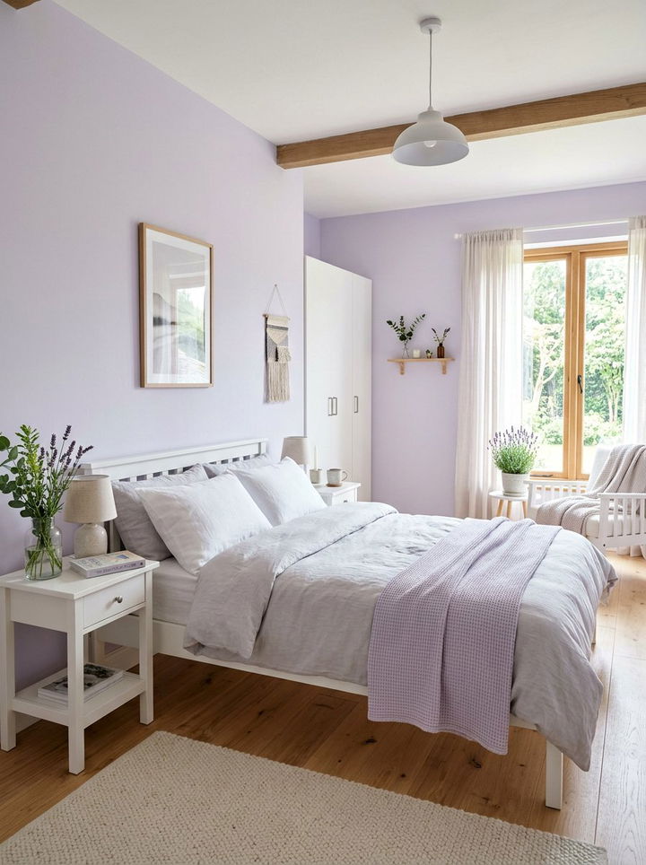 Pale lavender scandinavian bedroom - 30 Scandinavian bedroom color ideas