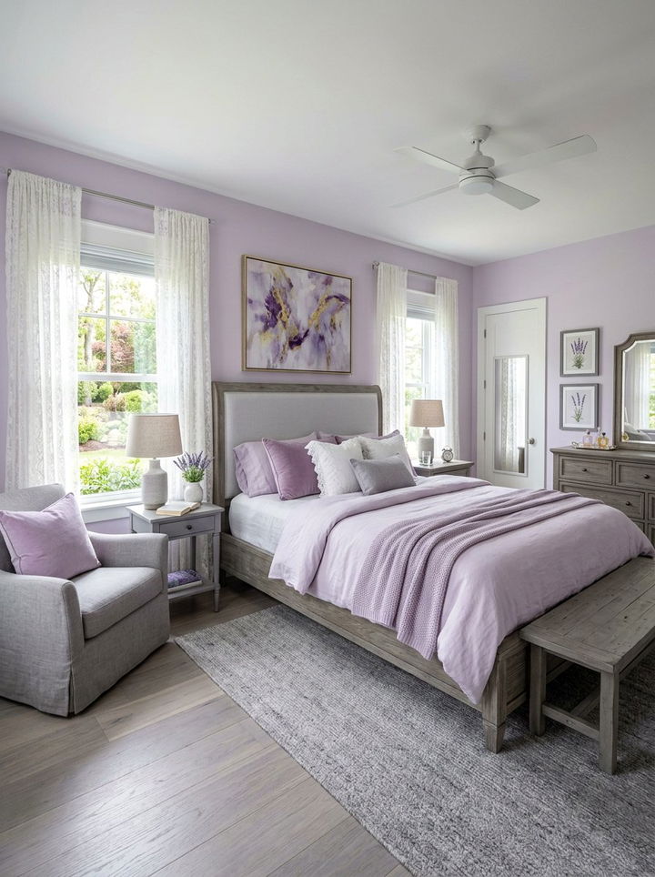 Pale lilac bedroom - 30 cottagecore bedroom color ideas