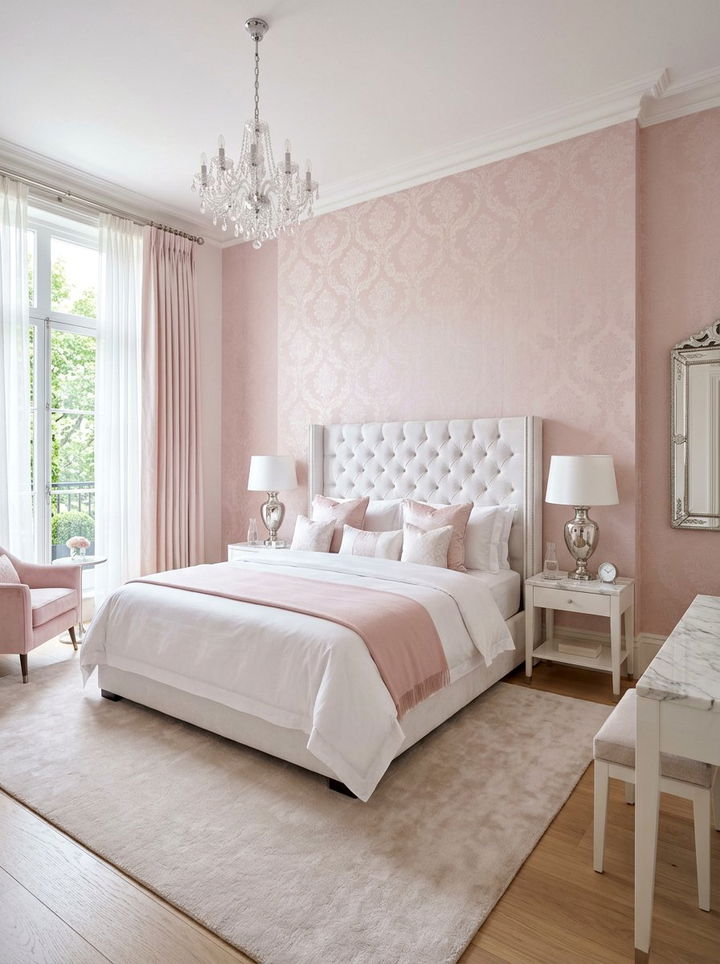 Pale pink white luxury bedroom - 30 pinkish white bedroom ideas