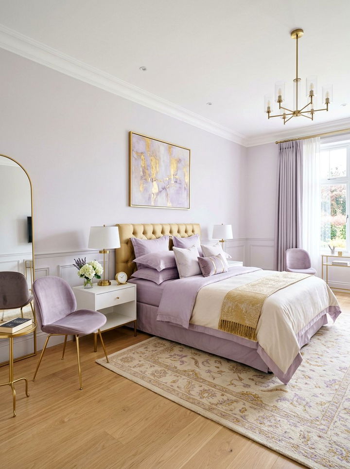 Pale purple gold bedroom - 30 purple and gold bedroom color combo