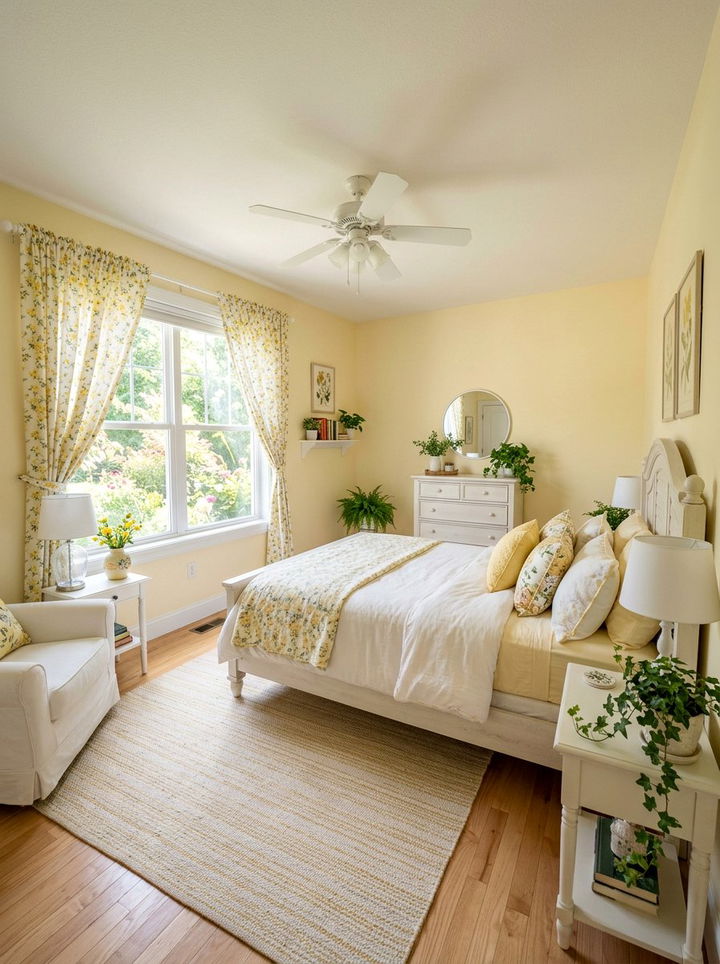 Pale yellow bedroom - 30 cottagecore bedroom color ideas
