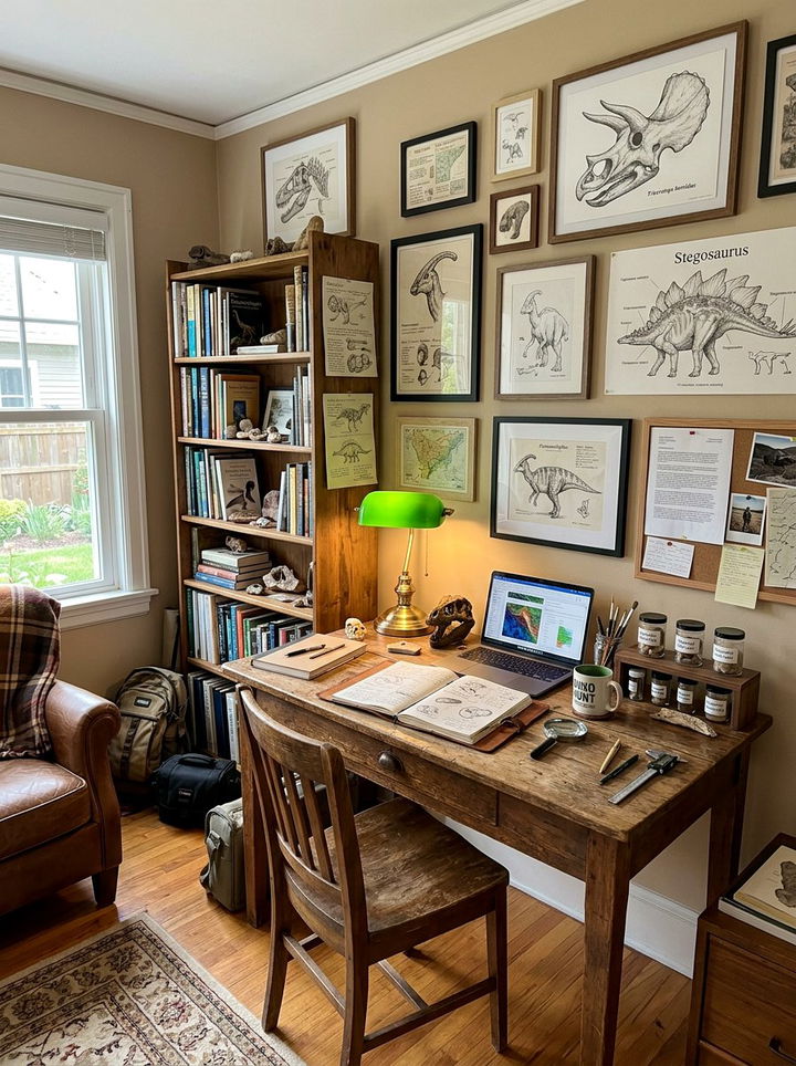 Paleontologist Study Corner - 30 dinosaur bedroom ideas