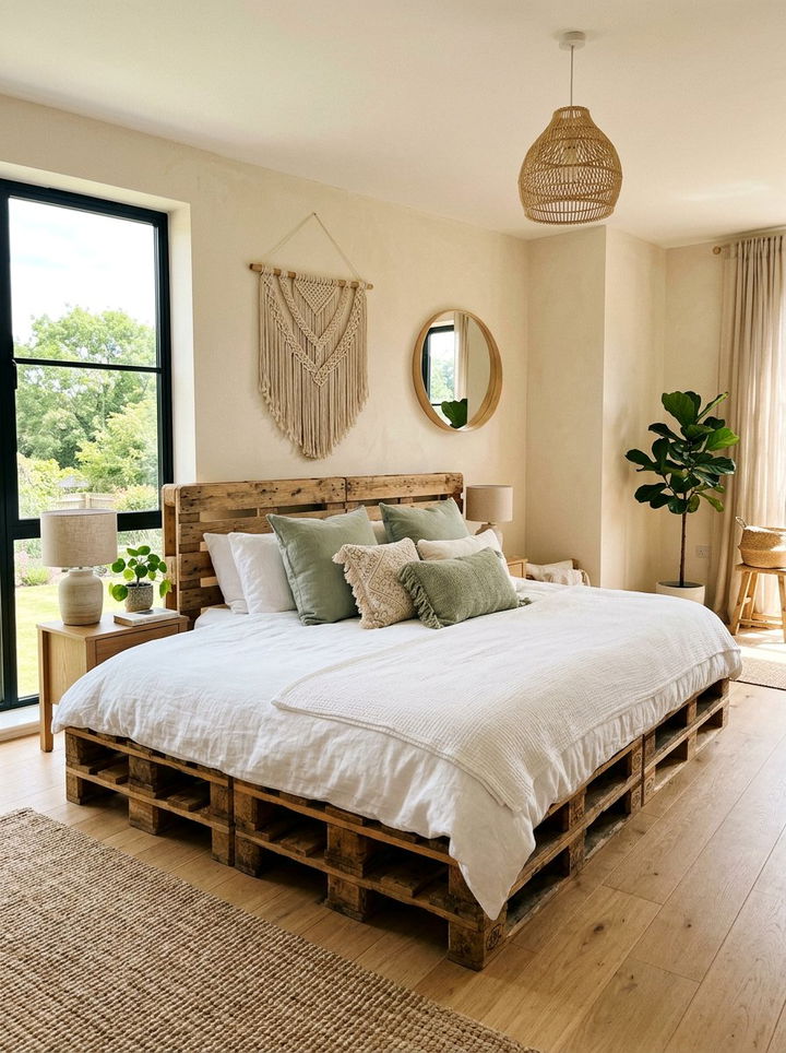 Pallet bed frame - 30 upcycled bedroom ideas