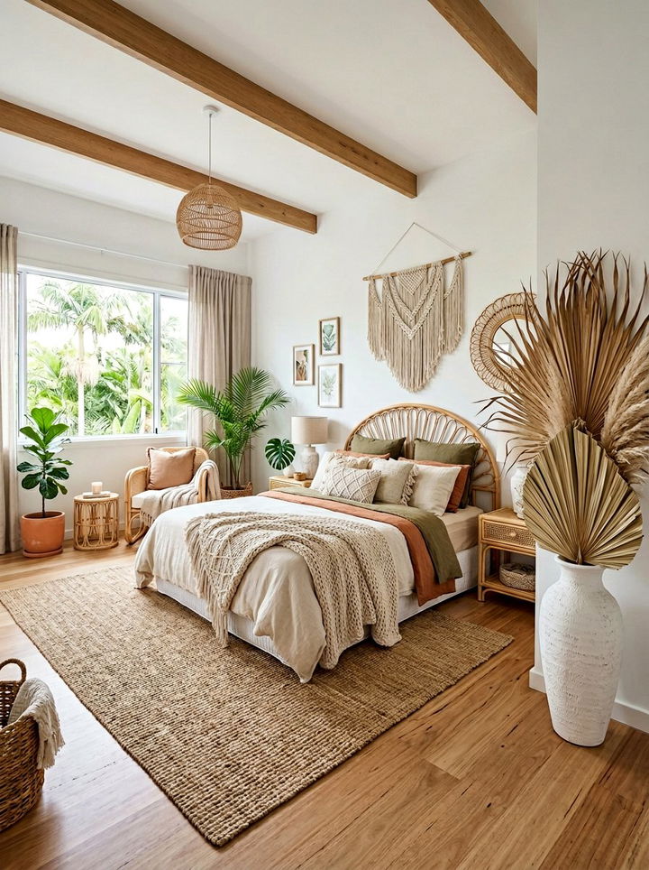 Palm Leaf Boho Bedroom - 30 bedroom dried flowers
