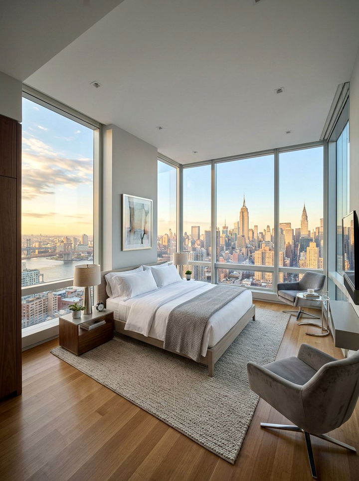 Panoramic City View Suite - 30 penthouse bedroom ideas