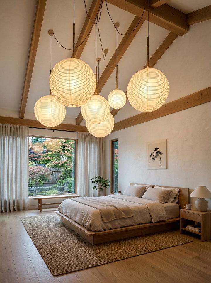Paper lantern lighting - 30 Japanese bedroom ideas