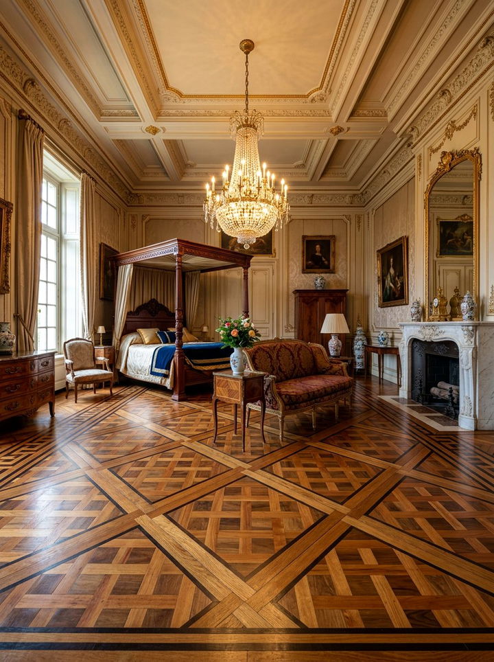 Parquet Wood Floor Inlay - 30 bedroom flooring ideas