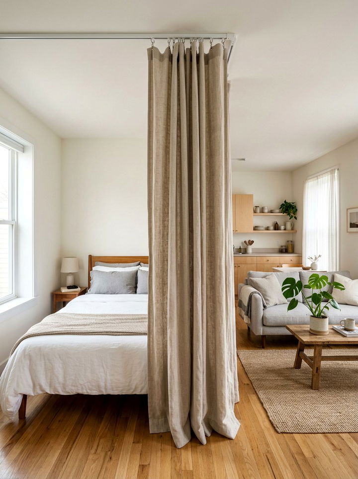 Partition Curtain For Studio - 30 bedroom multi-functional ideas