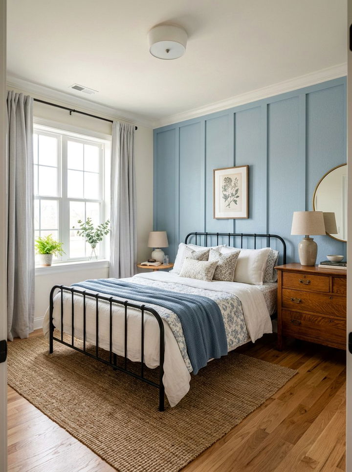 Pastel Blue Board And Batten - 30 pastel blue bedroom ideas