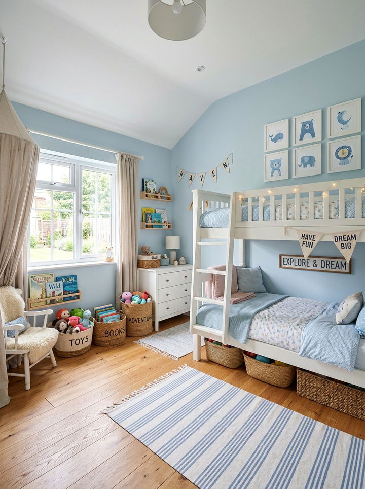 Pastel Blue Farmhouse Kids Bedroom - 30 farmhouse blue bedroom ideas