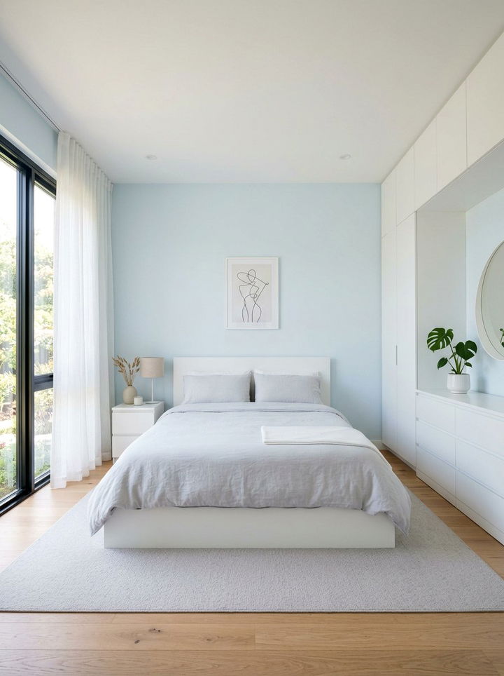 Pastel Blue Minimalist Bedroom - 30 cool blue bedroom ideas