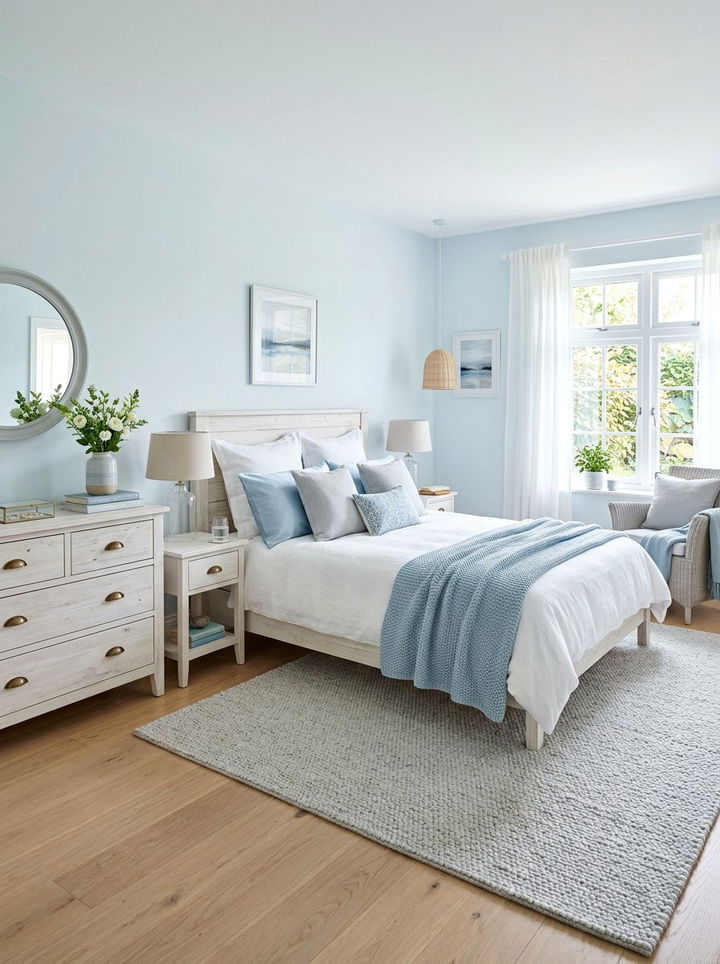 Pastel Blue Serene Room - 30 ocean inspired bedroom color ideas