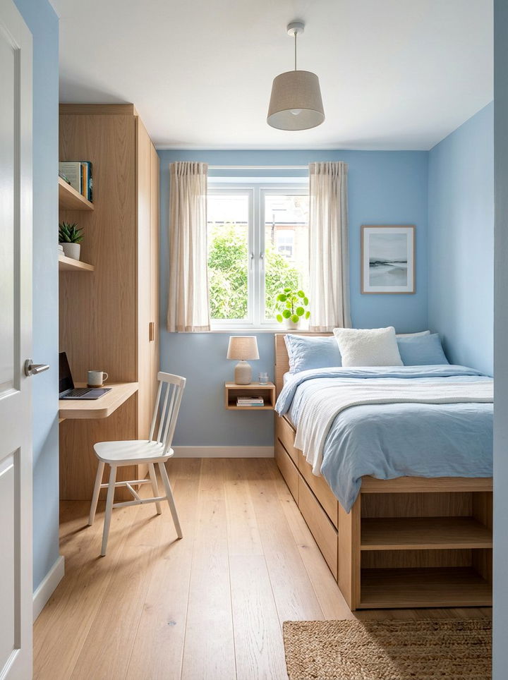Pastel Blue Small Bedroom - 30 minimalist blue bedroom ideas