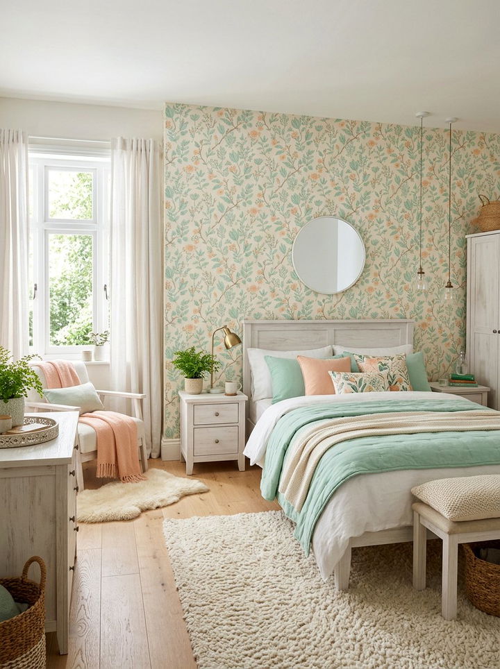 Pastel Botanical Wallpaper - 30 bedroom botanical wallpapers
