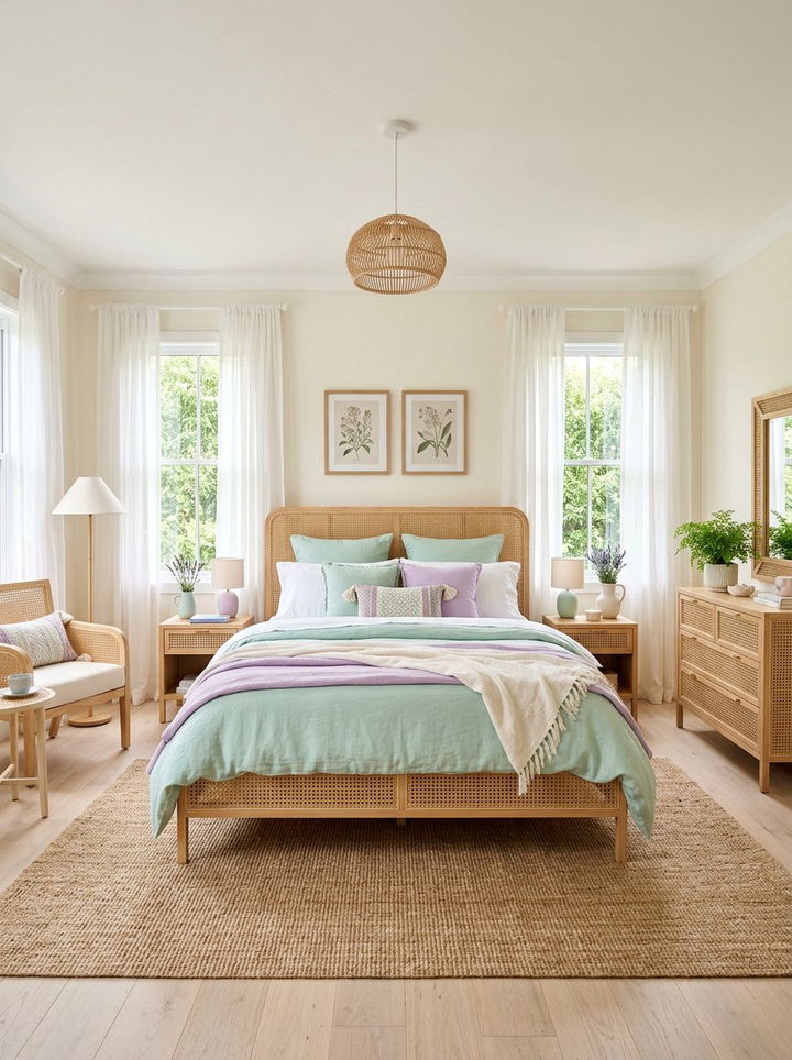 Pastel Cane Bedroom - 30 cane bedroom ideas
