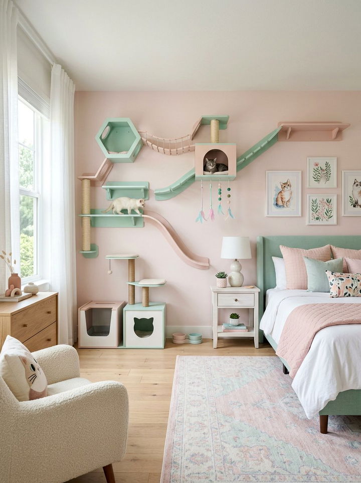 Pastel Cat Play Area - 30 cat bedroom ideas