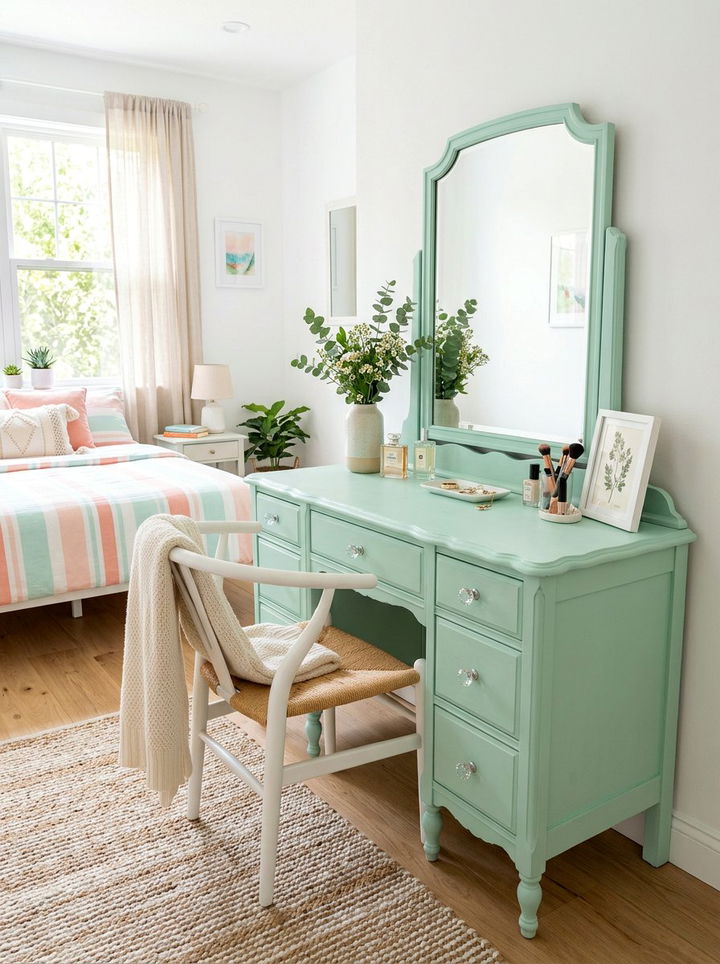 Pastel Color Vanity - 30 bedroom vintage vanity ideas