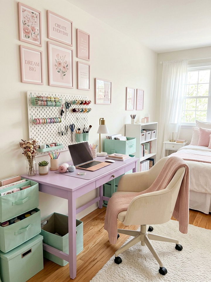 Pastel Craft Corner - 30 bedroom craft corner ideas