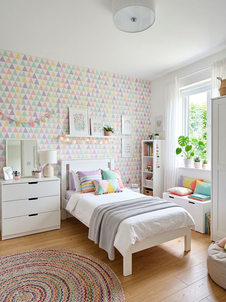 Pastel Geometric Print Bedroom - 30 bedroom geometric wallpapers
