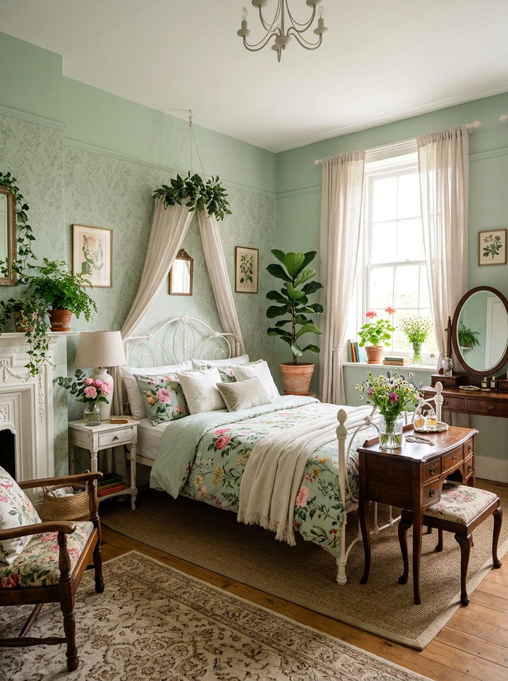 Pastel Green Floral Bedroom - 30 pastel green bedroom ideas