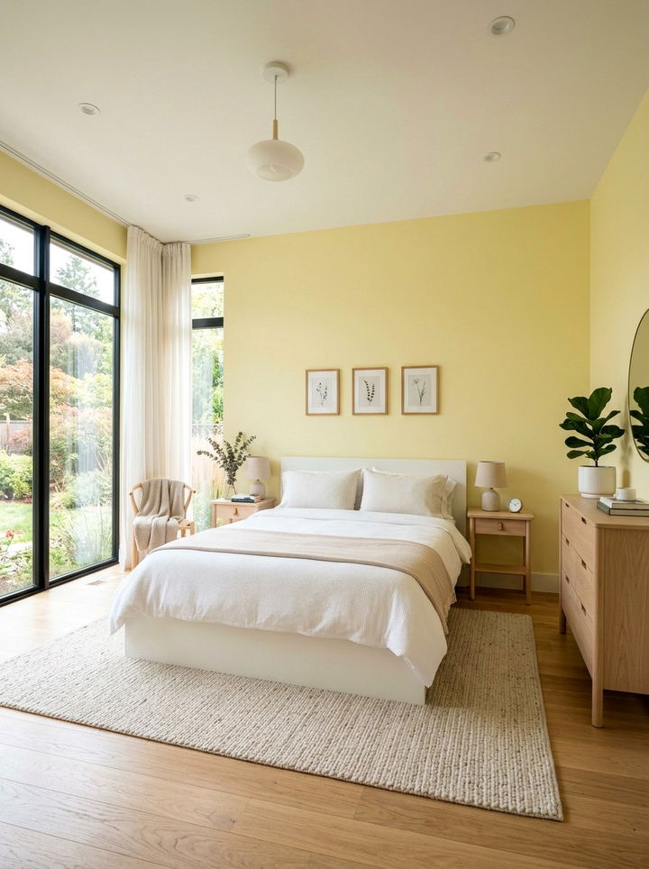 Pastel Lemon Yellow Walls - 30 lemon yellow bedroom ideas
