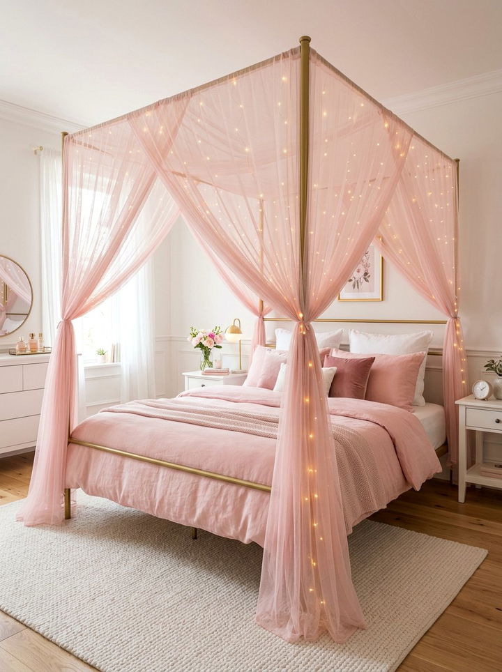 Pastel Pink Canopy Bed - 30 pastel pink bedroom ideas