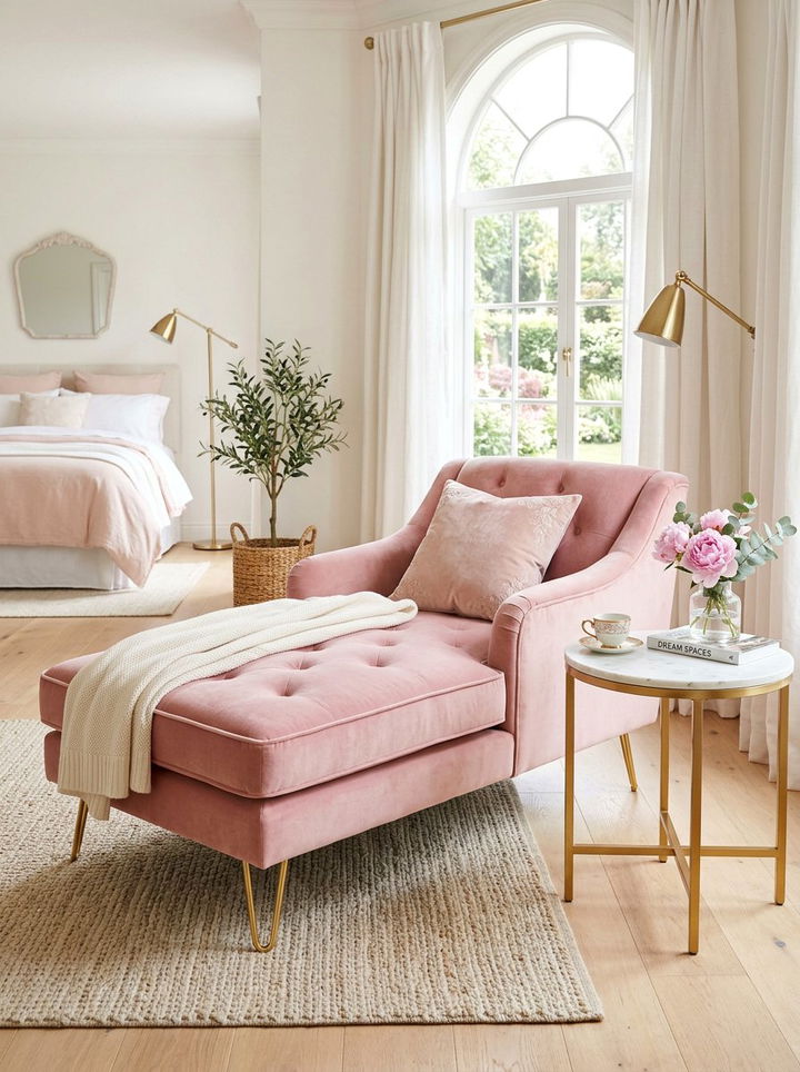 Pastel Pink Chaise Lounge - 30 bedroom chaise lounges