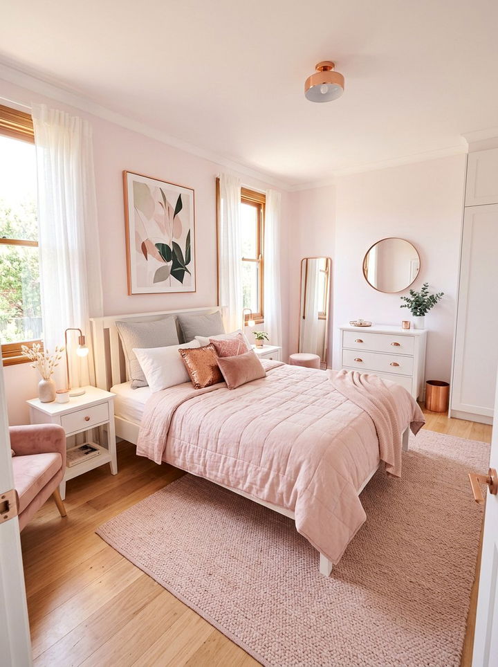 Pastel Pink Decor - 30 bedroom bed styling ideas