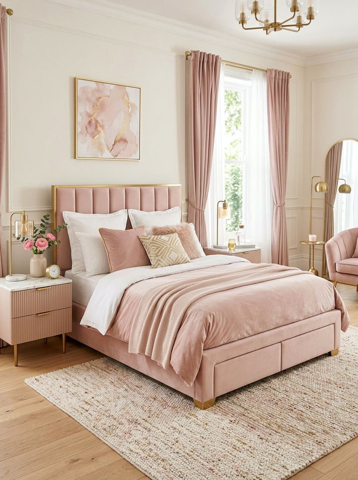Pastel Pink Storage Bed - 30 bedroom ottoman bed ideas