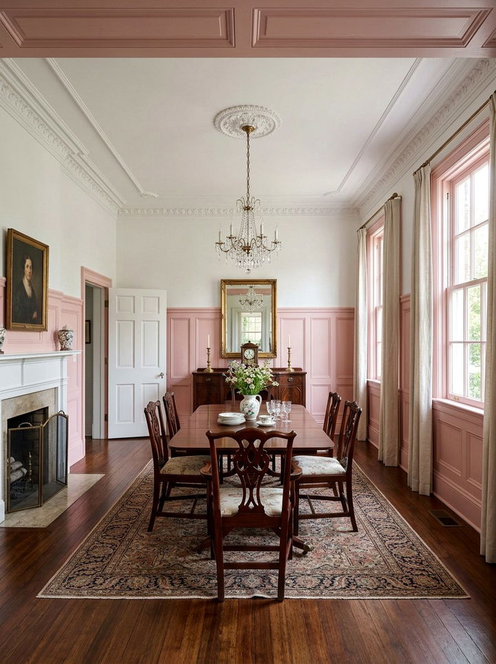 Pastel Pink Wainscoting - 30 millennial pink bedroom ideas