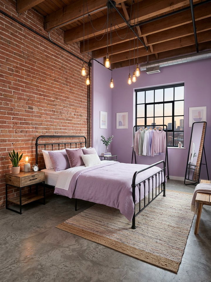 Pastel Purple Industrial Bedroom - 30 pastel purple bedroom ideas