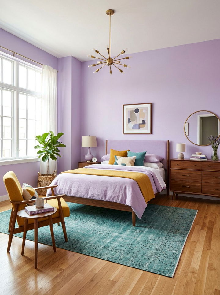 Pastel Purple Mid Century Bedroom - 30 pastel purple bedroom ideas