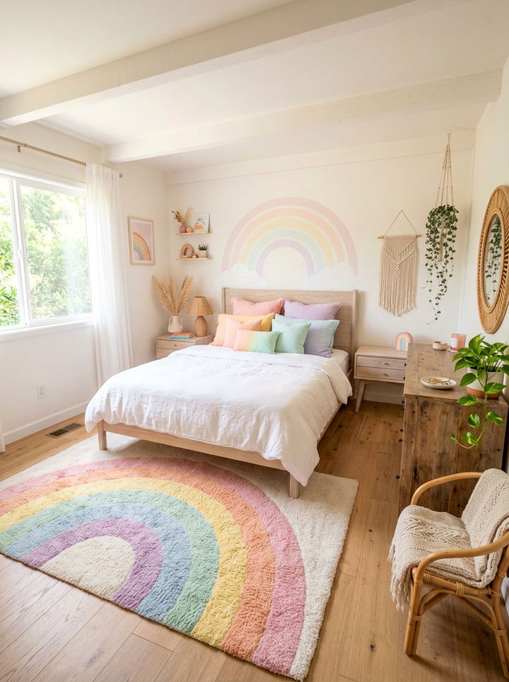 Pastel Rainbow Bedroom - 30 unicorn bedroom ideas