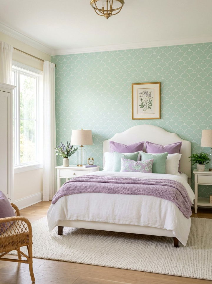 Pastel Scallop Wallpaper - 30 bedroom removable wallpapers