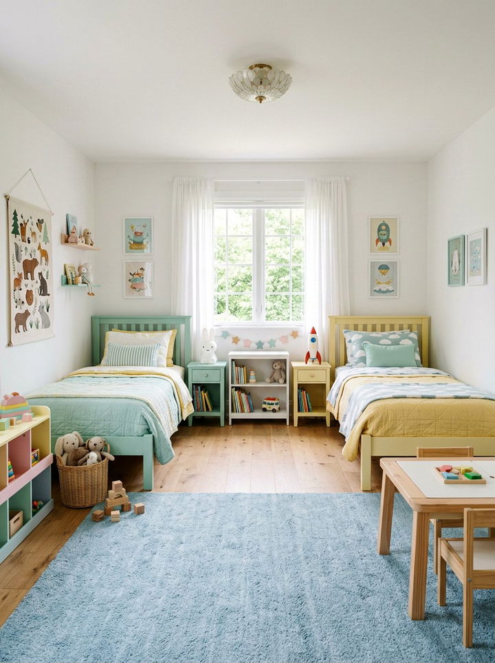 Pastel Shared Bedroom For Siblings - 30 boy and girl shared bedroom ideas