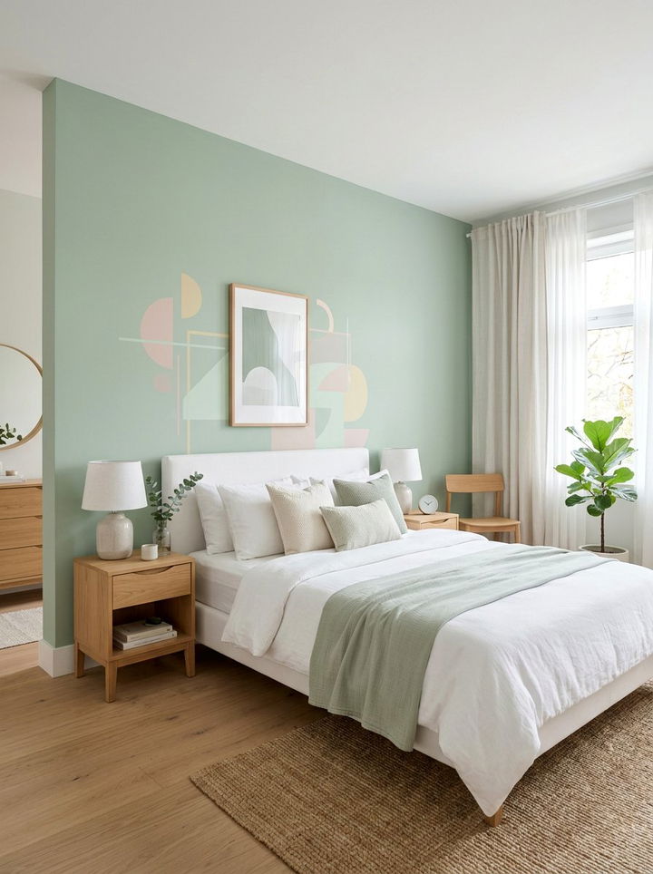 Pastel accent wall - 30 Finnish bedroom ideas