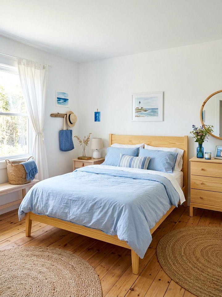 Pastel blue and pine bedroom - 30 blue and brown bedroom color combo