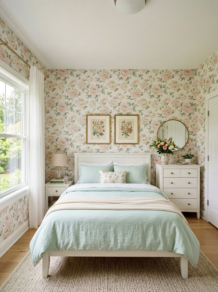 Pastel floral wallpaper - 30 princess bedroom ideas