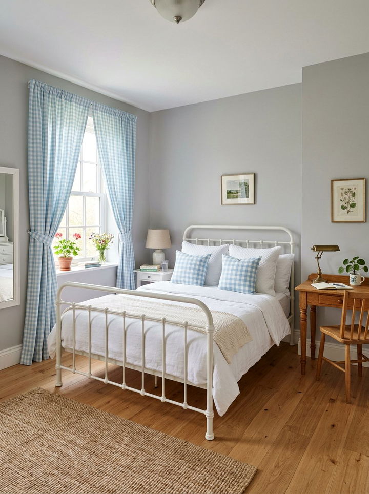 Pastel gingham fabrics - 30 grandmillennial bedroom ideas