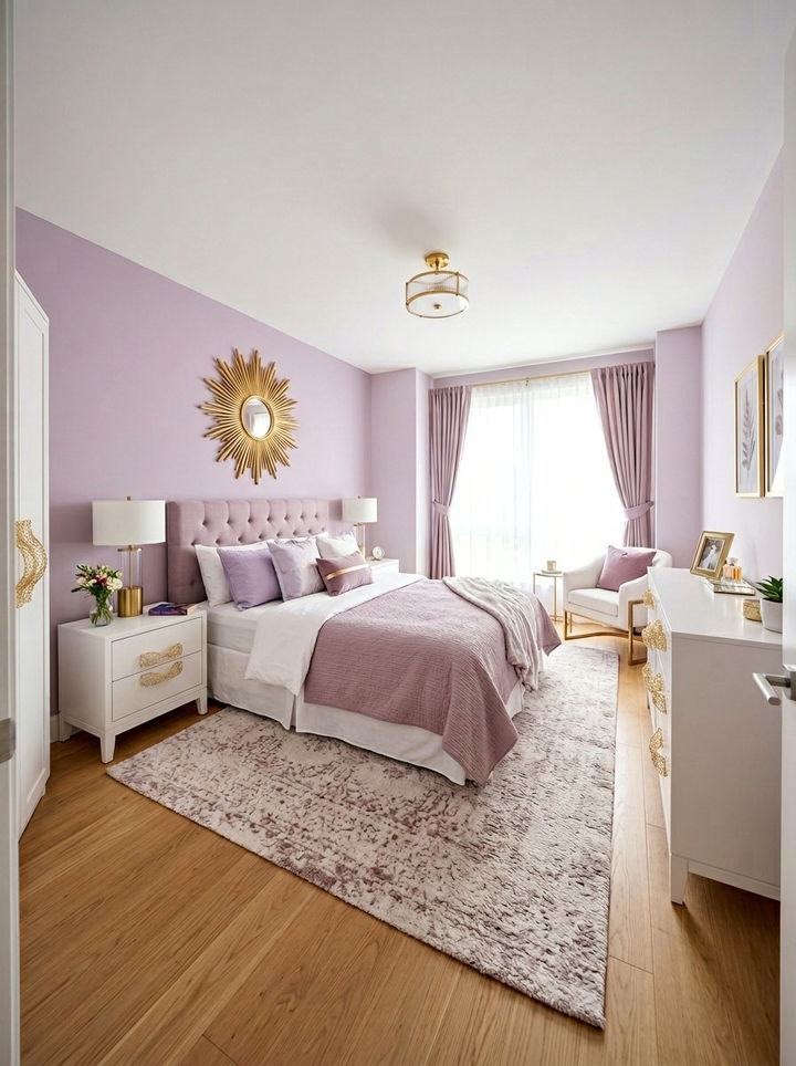 Pastel mauve bedroom gold details - 30 mauve and gold bedroom ideas