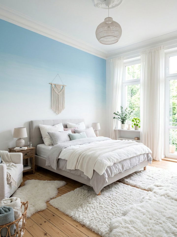 Pastel ombre wall - 30 bedroom feature wall ideas