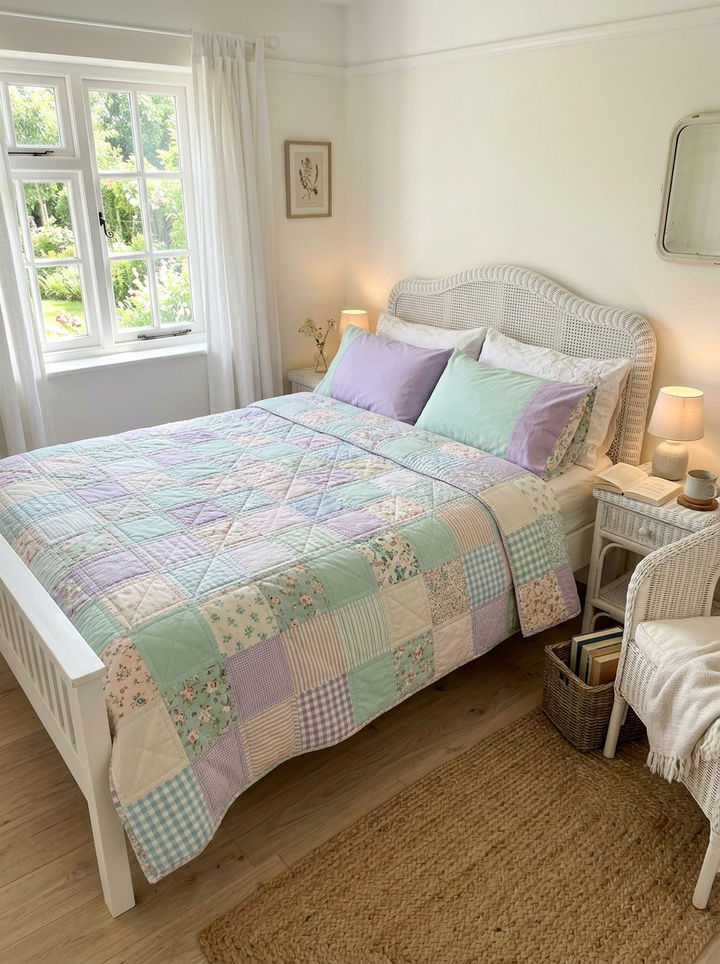 Pastel patchwork duvet - 30 patchwork bedroom ideas