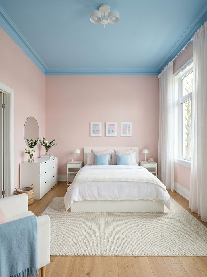 Pastel pink and sky blue bedroom - 30 pink and blue bedroom color combo