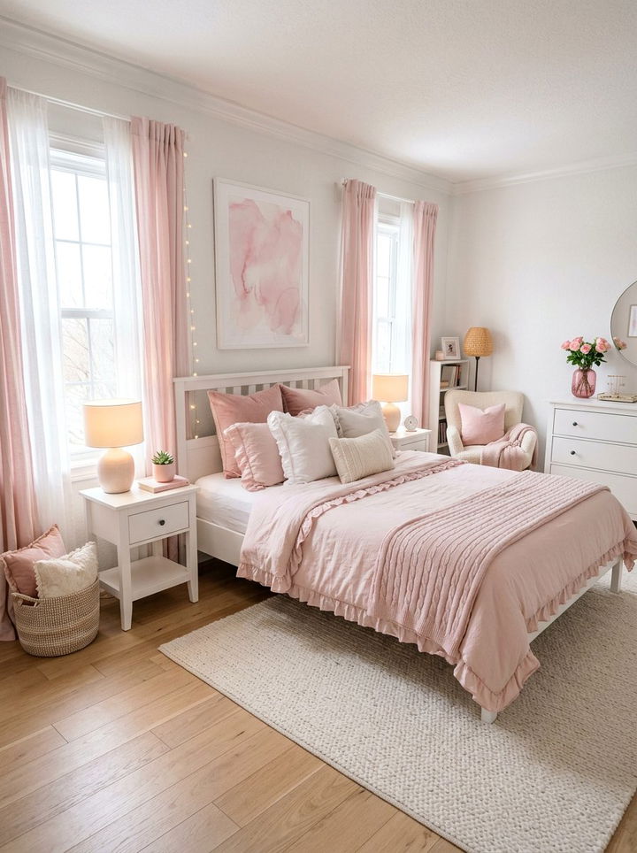 Pastel pink and white bedroom aesthetic - 30 pink and white bedroom ideas