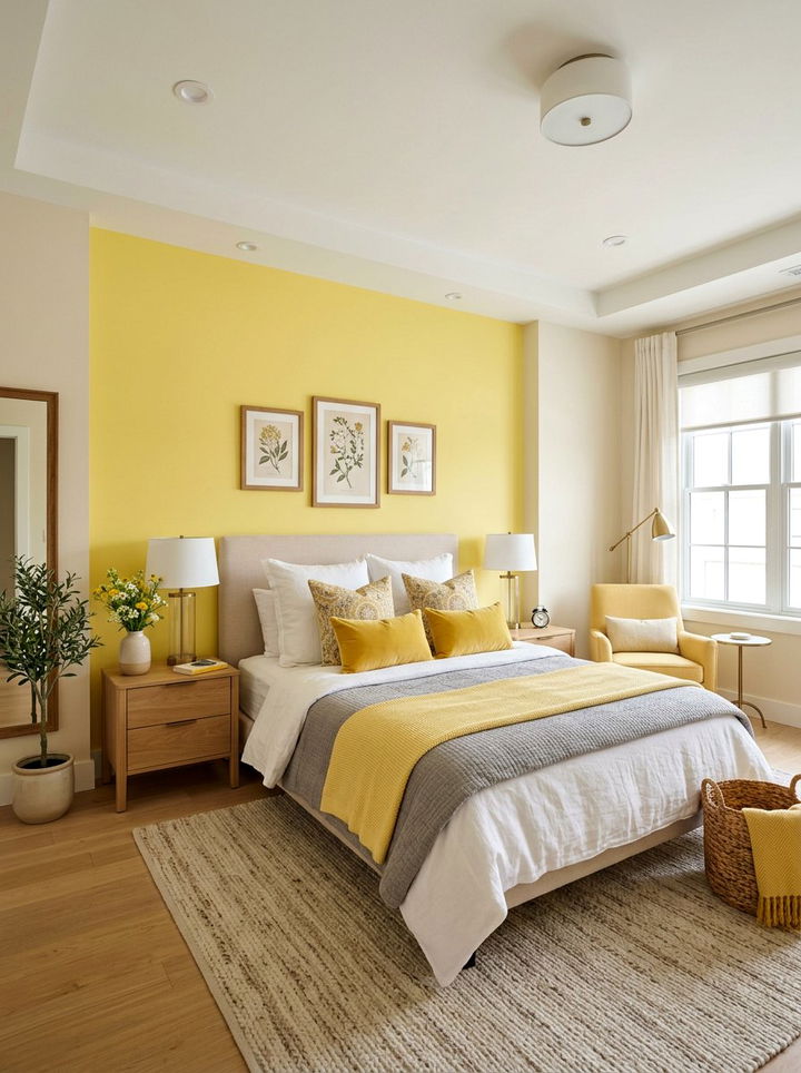 Pastel yellow accent wall bedroom - 30 pastel yellow bedroom ideas