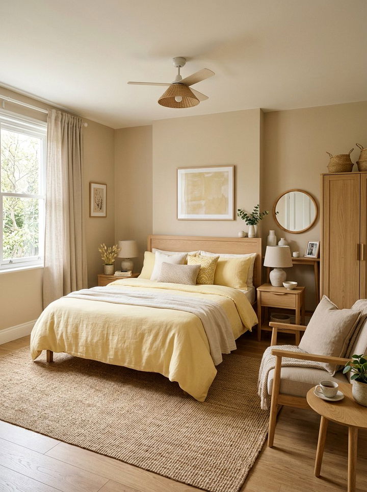 Pastel yellow and beige bedroom - 30 pastel yellow bedroom ideas